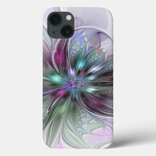 Etui iPhone 13 Fantaisie Abstraite Moderne Fleur Fractale Colorée