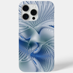 Coque iPhone 15 Pro Max Fantaisie dynamique Abstrait Tons bleus Art fracta
