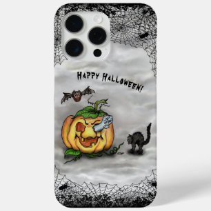 Coque iPhone 15 Pro Max Fantôme, Chat, Chat et Citrouille, Bonne Halloween