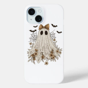 Coque Pour iPhone 15 Fantôme en dentelle élégant avec nœud Fantôme fl