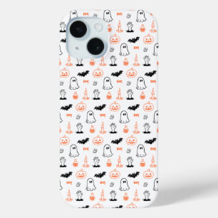 Coque Pour iPhone 15 Fantômes Citrouilles Chauves-souris Boo Halloween