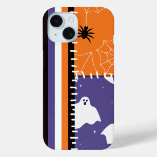 Coque Pour iPhone 15 Fantômes de patchwork d'Halloween