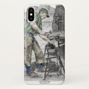 Coque iPhone X Farrier Blacksmith en utilisant Anvil