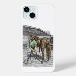 Coque iPhone 15 Mini Farrier Forgeron Trimming Horse Hoof