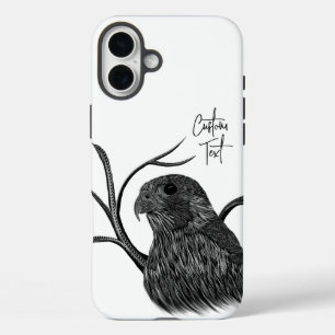 Coques iPhone 16 Plus Faucon pèlerin dans les branches de l'arbre avec é
