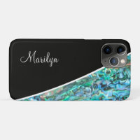 Faux Abalone Coquille Paua Style Monogramme