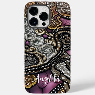 Coque Pour Pour iPhone 14 Pro Max Faux Cuir Abstrait Minimaliste Nom Personnalisé