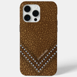 Coque iPhone 15 Pro Max Faux cuir avec strass