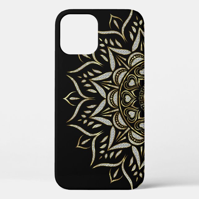 Coques Case-Mate iPhone Faux diamants texture mandala or accent (Verso)