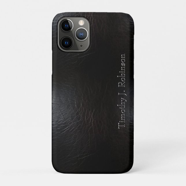 Coques Case-Mate iPhone Faux En Cuir Noir Distressé Embossé (Dos)