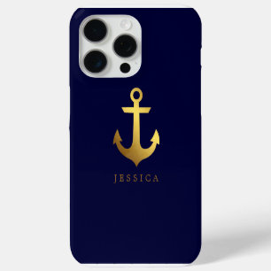 Coque iPhone 15 Pro Max Faux Gold Foil Ancre personnalisée