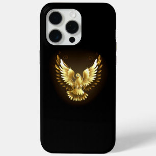 Coque iPhone 15 Pro Max Faux Gold Foil Peace Dove en noir
