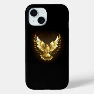 Coque Pour iPhone 15 Faux Gold Foil Peace Dove en noir