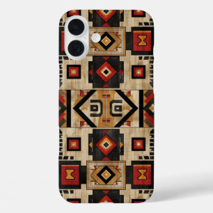 Coques iPhone 16 Plus Faux grain de bois aztèque 