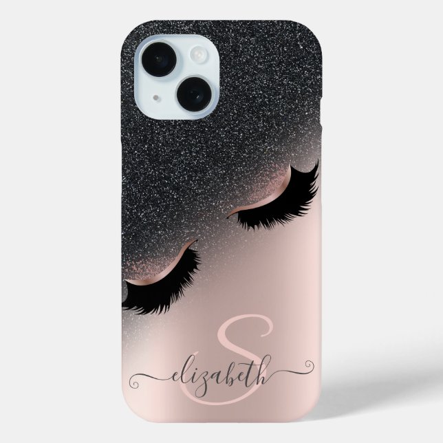 Coques Case-Mate iPhone Faux Lashes Black Parties scintillant Ombre Rose G (Verso)