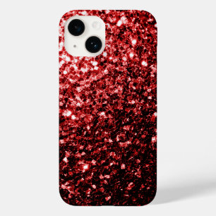 Coque Pour iPhone 14 Faux paillettes rouge foncé scintillent Glamour