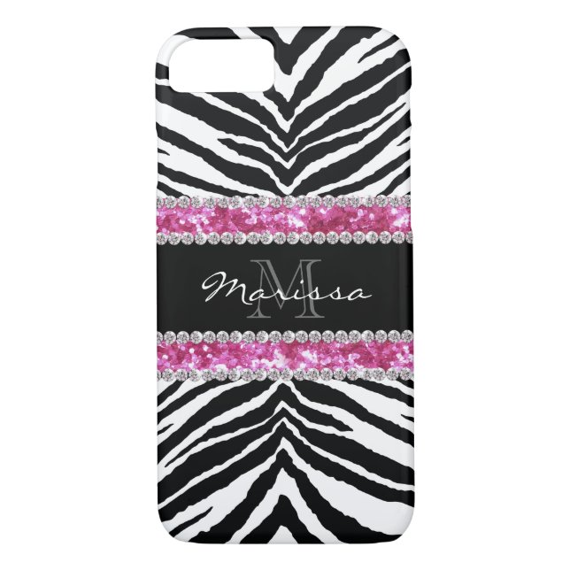 Coques Case-Mate iPhone Faux Parties scintillant Monogrammé Bling Rhinesto (Dos)