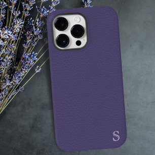 Coques iPhone 16 Pro Max Faux Purple Cuir Look Monogramme