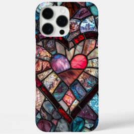 Coques iPhone 16 Pro Max Faux Staint Verre Coeur Saint-Valentin