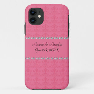 Coque iPhone 11 Faveurs de mariage en diamant rose