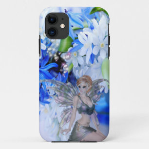 Coques Pour iPhone Féerie papillon en fleurs bleues