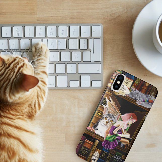 Coques Case-Mate iPhone Fées Chats Magiques Bibliothèque Enchantée Livres (Créateur téléchargé)