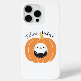 Coque iPhone 15 Pro Max Feline Festive Citrouille Chats Téléphone Case