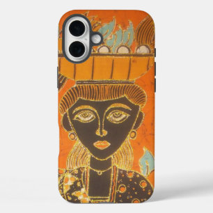 Coques iPhone 16 Plus Femme africaine portant panier d'art