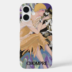Coques iPhone 16 Femme Art Déco Vintage avec Chat par S. Chompre