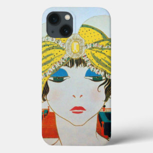 Etui iPhone 13 FEMME AVEC TURBAN JAUNE ORIENTAL / Mode Beauté