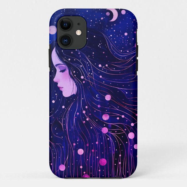 Coques Case-Mate iPhone Femme céleste déesse Lune étoiles Ciel (Dos)