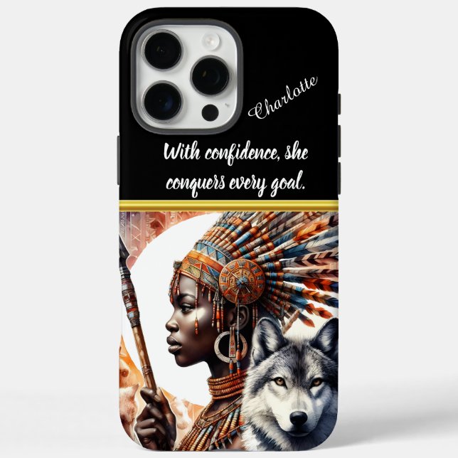 Coques Case-Mate iPhone Femme guerrière avec loup d'esprit au crépuscule (Verso)