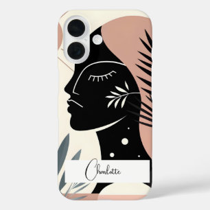 Coques iPhone 16 Femme noire géométrique