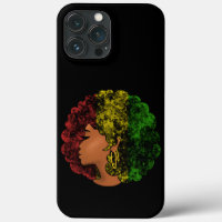 Femme noire rasta afro rouge jaune vert