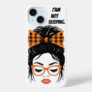 Coque Pour iPhone 15 Femme Whimsical avec lunettes orange
