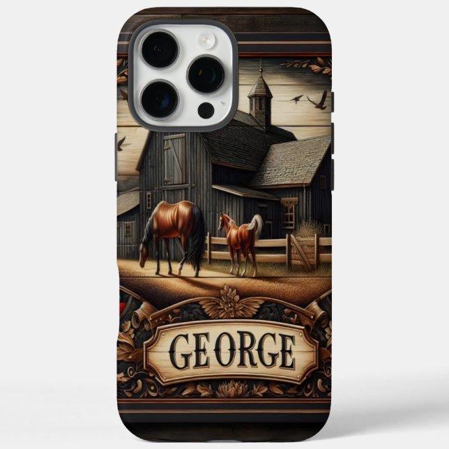 Coques Case-Mate iPhone Ferme Rustique Avec Chevaux (Verso)