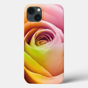Etui iPhone 13 Fermez-vous des pétales de rose colorés