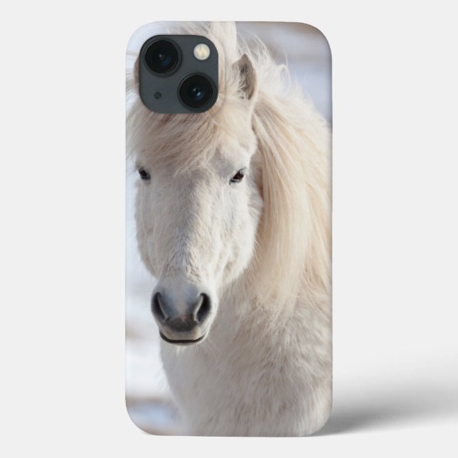 Coques Case-Mate iPhone Fermez-vous d'un cheval islandais blanc (Verso)