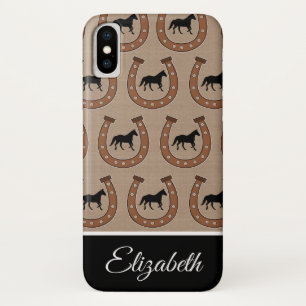Case-Mate iPhone Case Fers à cheval Brown et chevaux noirs  