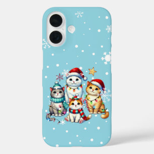 Coques iPhone 16 Festif adorable chats de Noël