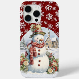 Coque iPhone 15 Pro Max Festif Noël bonhomme de neige