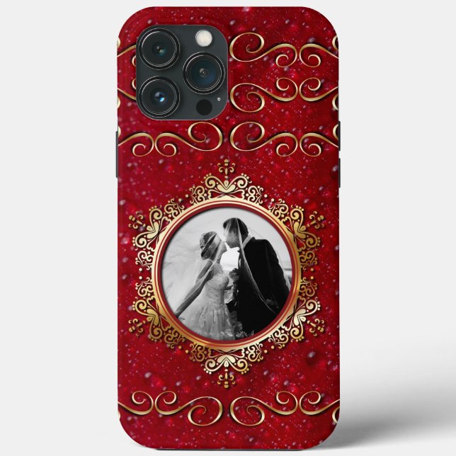 Coques Case-Mate iPhone Festif Noël Rouge or Flambeau de neige photo hiver (Verso)