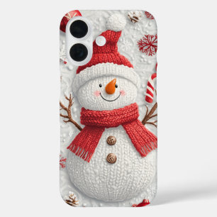 Coques iPhone 16 Festin Knitted Snowman Noël