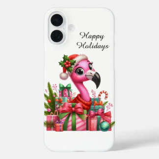 Coques iPhone 16 Plus Festive Christmas beach customizable pink flamingo