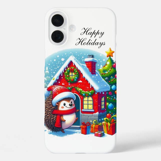 Coques Case-Mate iPhone Festive Christmas Hedgehog customizable (Verso)