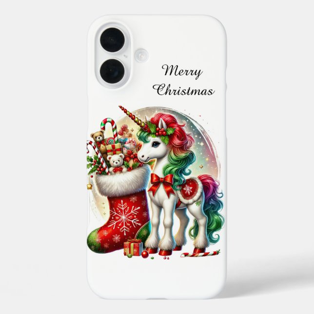 Coques Case-Mate iPhone Festive Christmas Holiday customizable unicorn  (Verso)