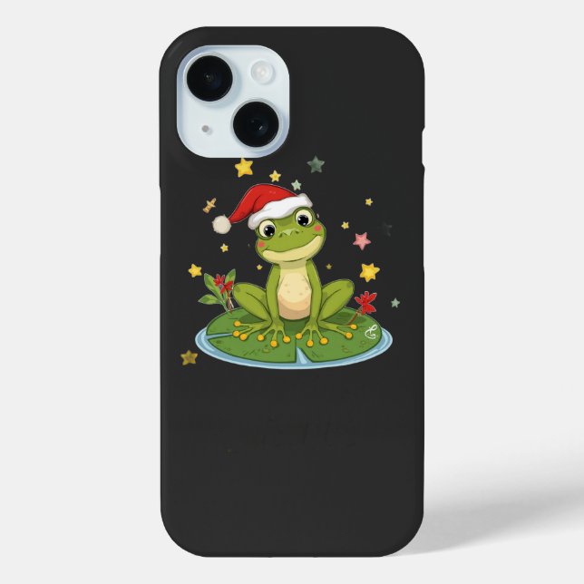 Coques Case-Mate iPhone Festive Frog Joy - Cute Christmas Frog on Lily Pad (Verso)