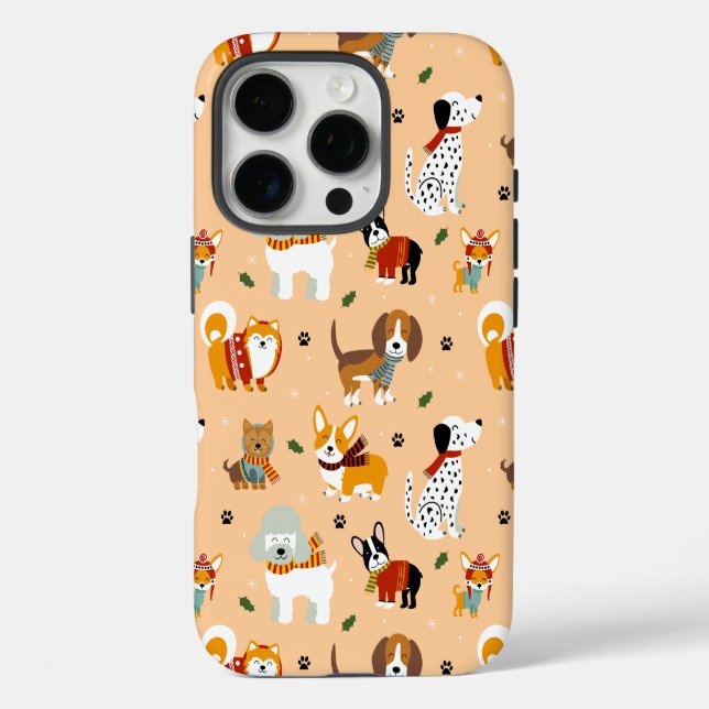 Coques Case-Mate iPhone Festive Winter Puppy Scarves (Verso)