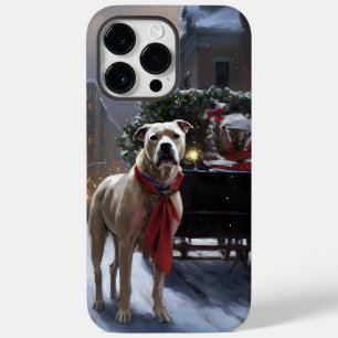 Coque Pour Pour iPhone 14 Pro Max Fête de Noël de l'American Staffordshire