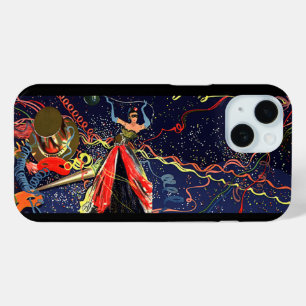 Coque Pour iPhone 15 Fête du Nouvel An Vintage avec Confettis